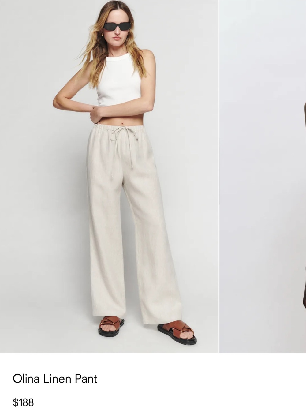 Reformation Wide-Leg Linen Pant — Natural